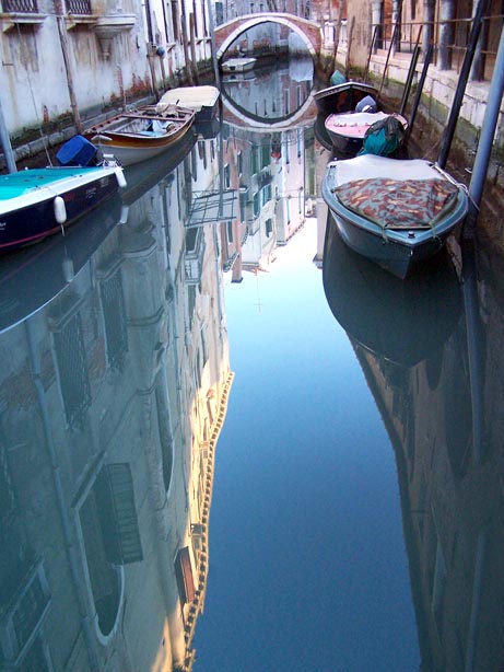 Reflection of the canal in Venice, Italy.