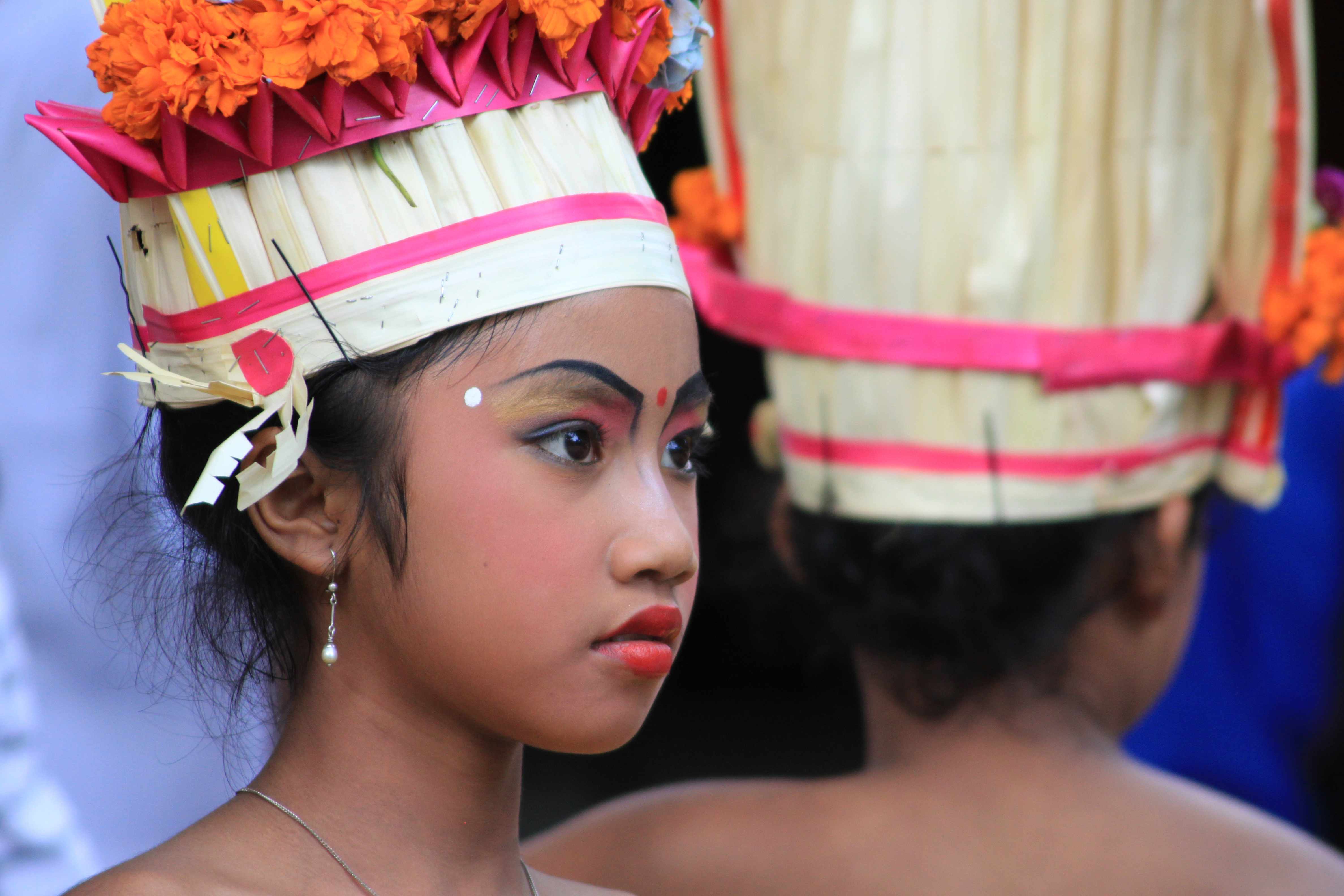 Girls celebrate a local festival in Bali, Indonesia.