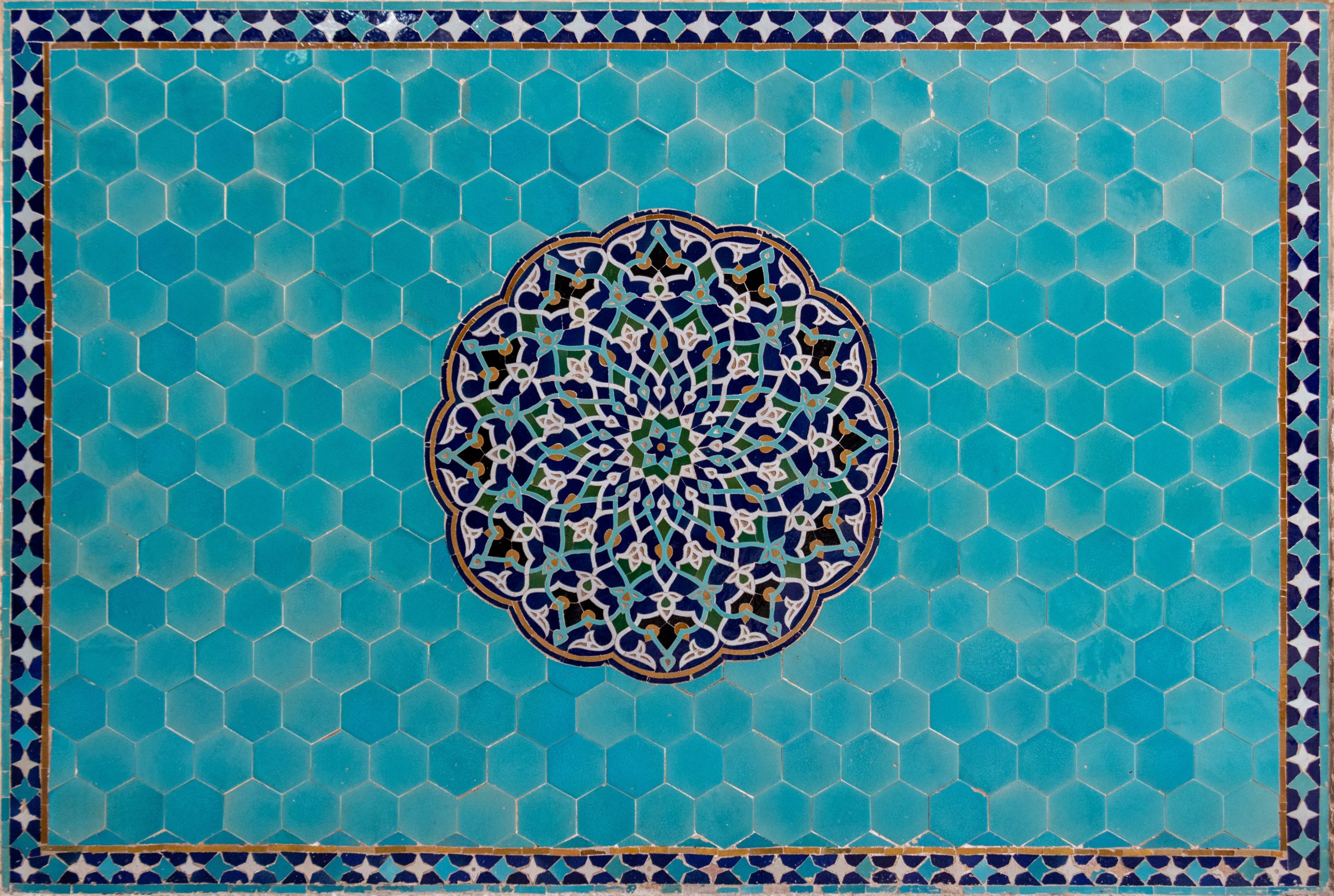 Black and turquoise Persian design