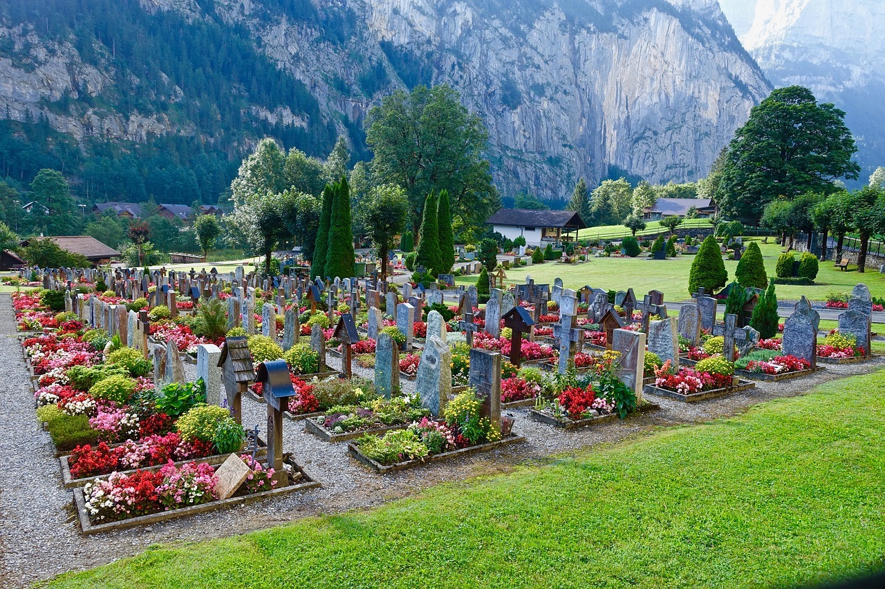 A cemetery in the mountains